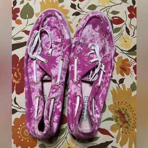 Sperry Top Sider Women's Size 10M Canvas Boat Shoes Sneakers Pink Tie-Dye Casual